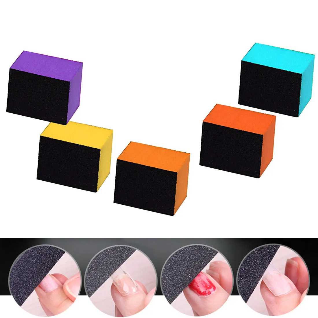 5PCS комплект мини Старший губка пилочка для ногтей с трех сторон черный песок