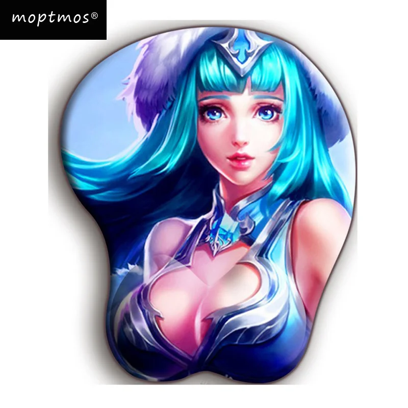 Сексуальный сундук мягкий хип 3D силиконовый коврик для мыши игровой коврик для мыши с поддержкой запястья коврик для мышки в стиле аниме Wang Zhaojun