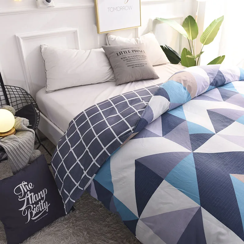 Синий Модный прямоугольный узор домашний текстиль 1 шт. пододеяльник 100% хлопок