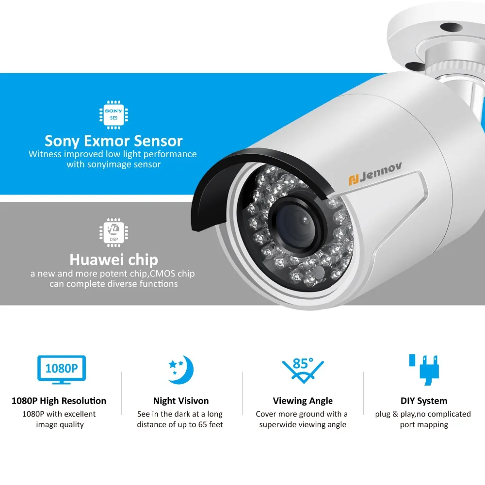 Jennov 4CH 5MP DVR AHD камера CCTV комплект наружная камера система безопасности IP видео наблюдение комплект P2P HD ночное видение H.265 IR-Cut