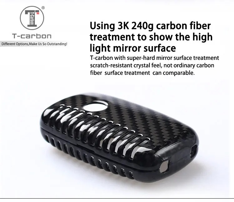T-CARBON карбоновый чехол для ключей для автомобиля ключница 3 кнопки для Volkswagen