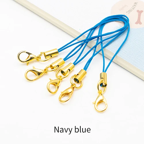 Navy blue 100 шт. веревка для мобильного телефона застежка-карабин Золотой шнурок Diy аксессуары ручной работы соединитель застежка-крючок изготовление - Цвет: Navy blue