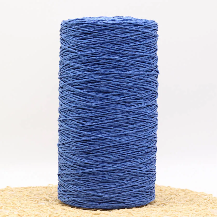 navy blue 500 г/лот летние соломенные из пальмового волокна натуральные вязаные крючком вязаные шерстяные шляпы из пряжи сумки корзины пряжа для ручного вязания - Color: navy blue
