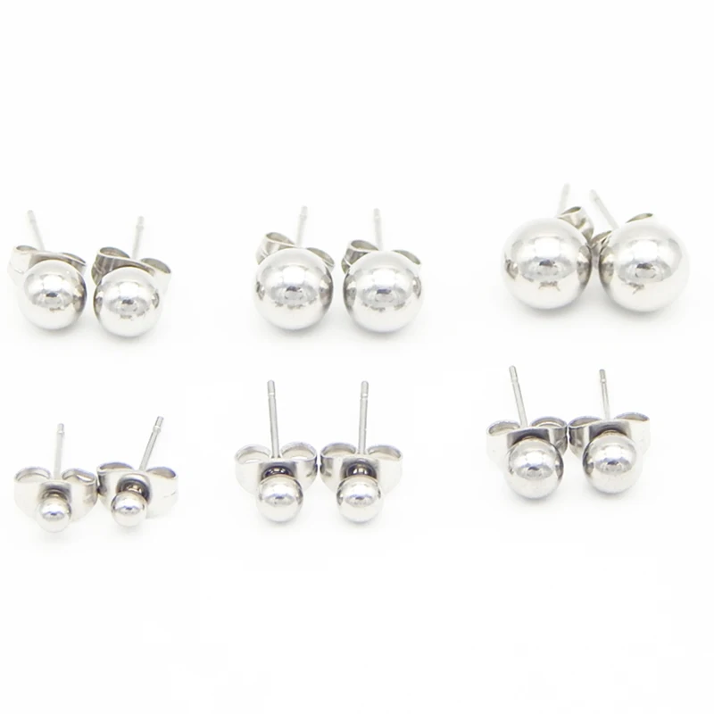 Женские серьги гвоздики с шариками из нержавеющей стали 10 шт./лот золотые и