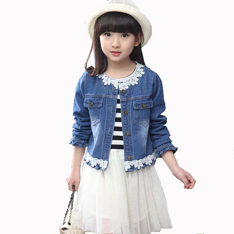 Модный детский костюм на весну-осень комплект для девочек 4-13 лет джинсовая