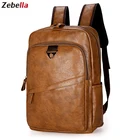 Мужской рюкзак Zebella, винтажный Водонепроницаемый Черный дорожный рюкзак из искусственной кожи, вместительный рюкзак для подростков, рюкзаки для ноутбука