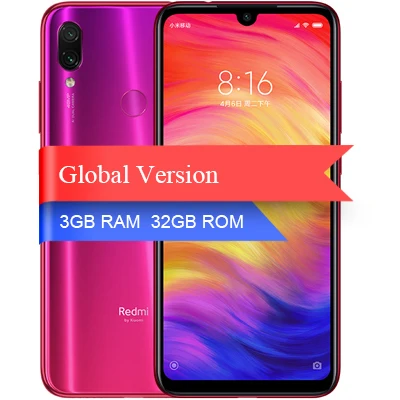 Pink 3GB 32GB Глобальная версия Xiaomi Redmi Note 7 3 ГБ 32 Гб сяоми редми нот 7 cмартфон Snapdragon 660 4000 мАч QC 4,0 6," 48MP+ 5MP камера мобильный телефон - Цвет: Pink 3GB 32GB