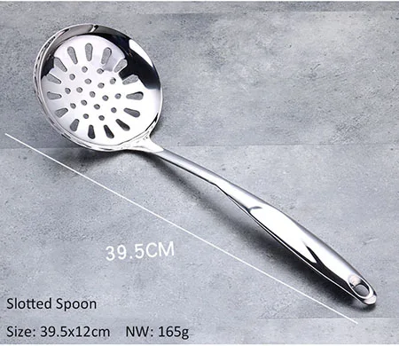 Slotted Spoon Набор инструментов для приготовления пищи из нержавеющей стали, лопатка, термостойкая ручка, ложка для супа, антипригарная специальная кухонная лопатка, кухонные инструменты - Цвет: Slotted Spoon