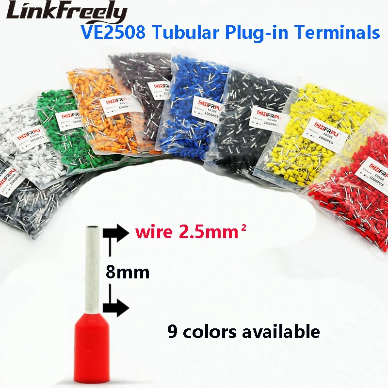 Трубчатая Изолированная клемма для электрического провода VE2508 E2508 1000 шт. |