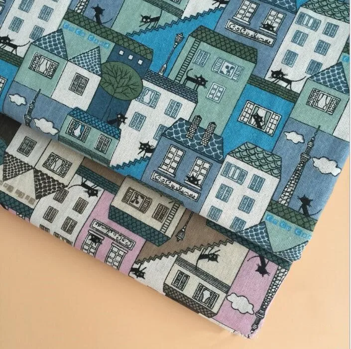 Ткань с принтом для дома и черного кота оптовая продажа льняная хлопковая ткань