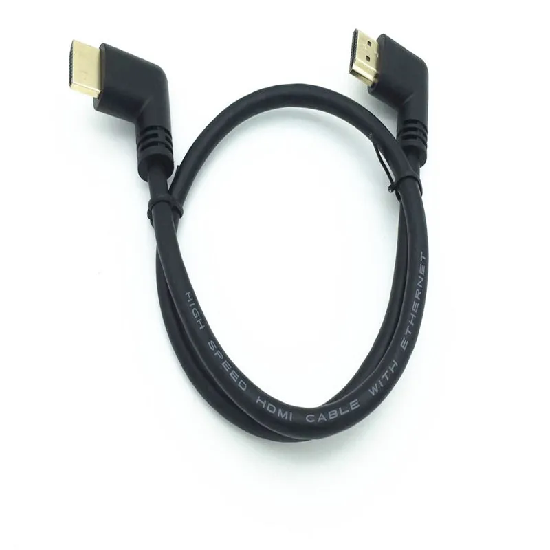 Левый и правый угловой HDMI 2,0 штекер HDMI правый левый локоть мужской удлинитель 15 см 50 см 1 м, HDMI 2,0 в Угловой кабель 4K* 2K@ 60 Гц