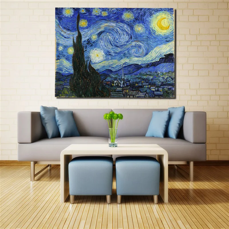 Плакаты Starryes Night Vanor Goghes на холсте художественные принты стену декоративные