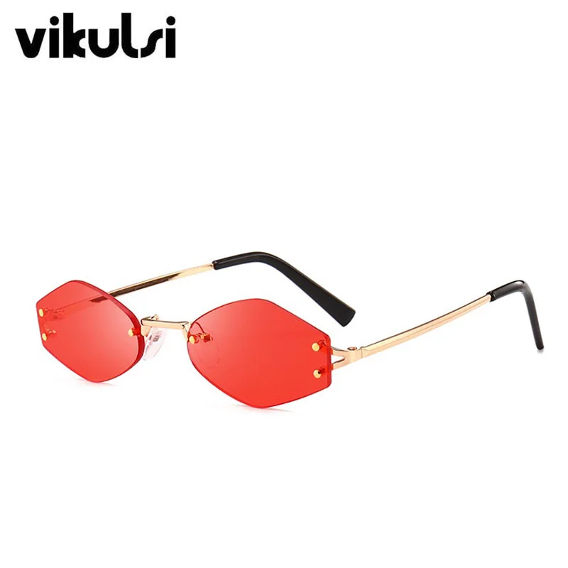 Очки солнцезащитные женские без оправы винтажные шестиугольные очки кошачий