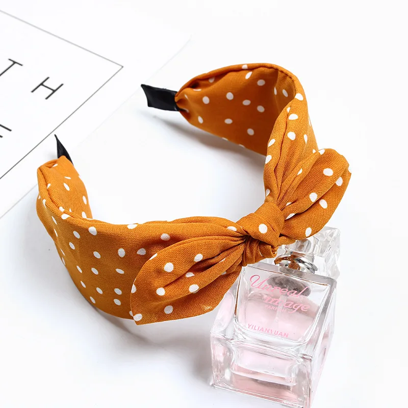 Haimeikang Fashion Headband Bezel Rabbit Ear Sweet Hairband For Women Female Girls Simple Korean Style Dot Hair Accessories |