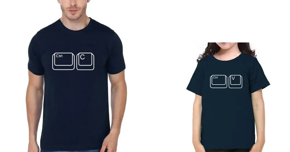 Сочетающаяся с семьей футболка сочетающимися клавишами Ctrl C V Мужская для сына