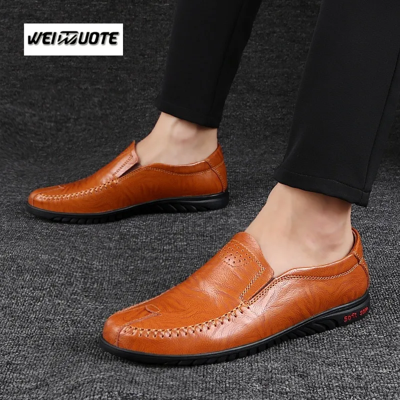 WEINUOTE New Fashion Men's Business Leather Shoes Men Soft Loafers Casual Lazy shoes Flats Comfy Driving | Обувь