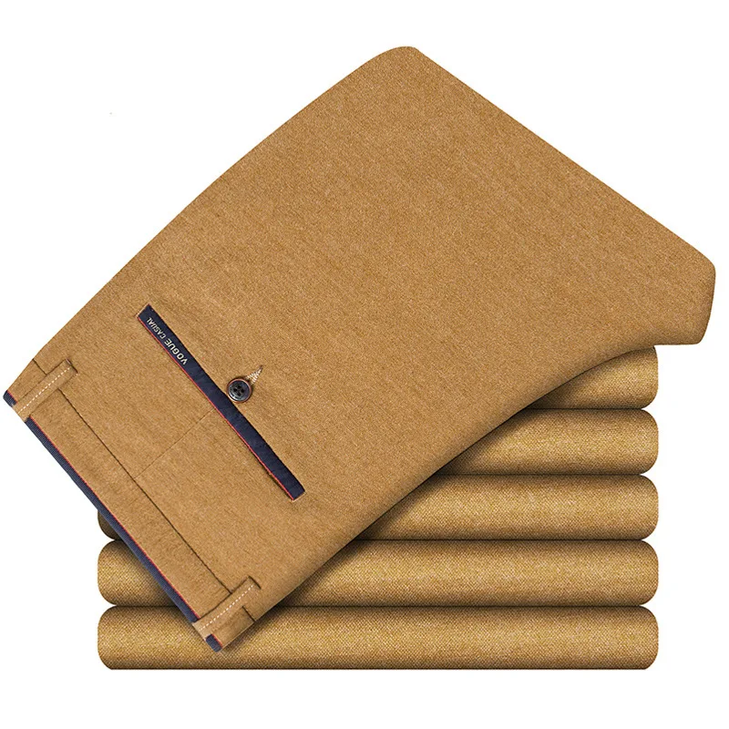 Мужские брюки из хлопка и льна повседневные облегающие стрейч модный тренд осень