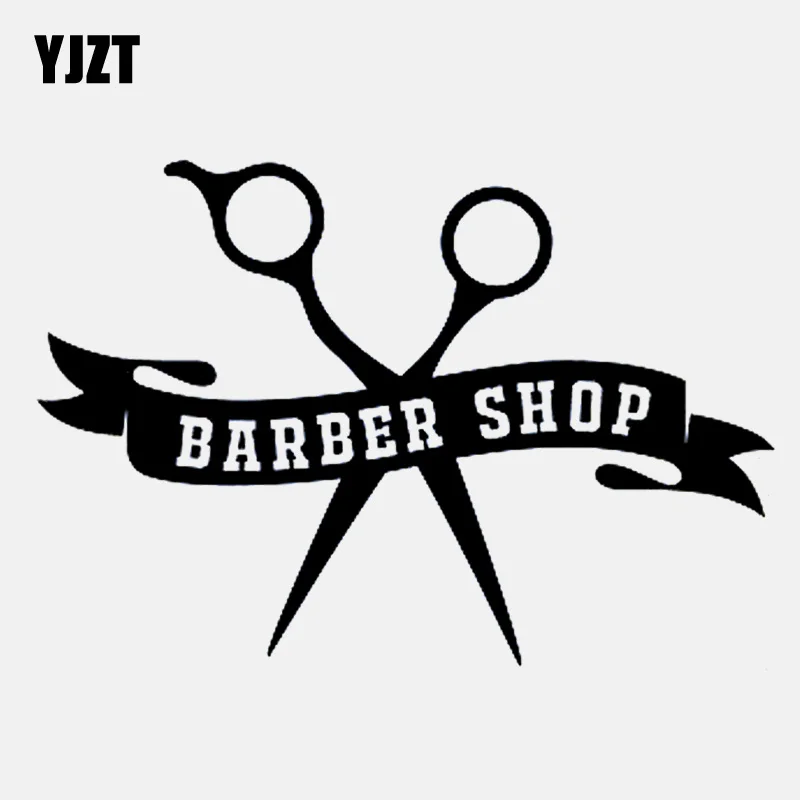 YJZT 14 4 см * 9 логотип парикмахерской ножницы стикер для стрижки виниловая