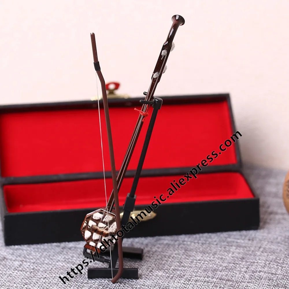 Миниатюрная модель Erhu Реплика с подставкой и чехол Мини Erhu мини музыкальный инструмент украшения китайские традиционные подарки