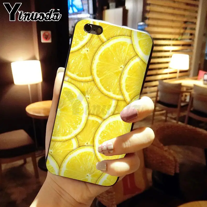 Yinuoda LEMON FRUIT Soft silicone black Phone accessories Case for iPhone 8 7 6 6S Plus X XS MAX 5 5S SE XR Mobile Cover | Мобильные