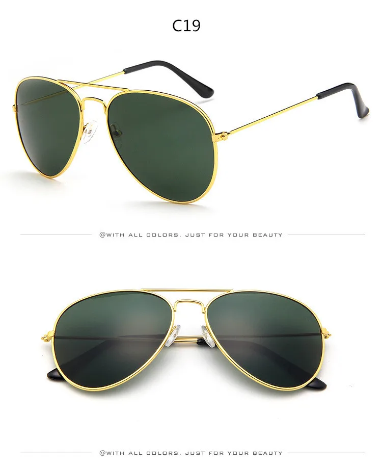 gold dark green Солнцезащитные очки Мужские Винтажные Солнцезащитные очки Ms. Frame Glare Pilot Aviation солнцезащитные очки 19 цветов очки для вождения Лидер продаж - Цвет линз: gold dark green