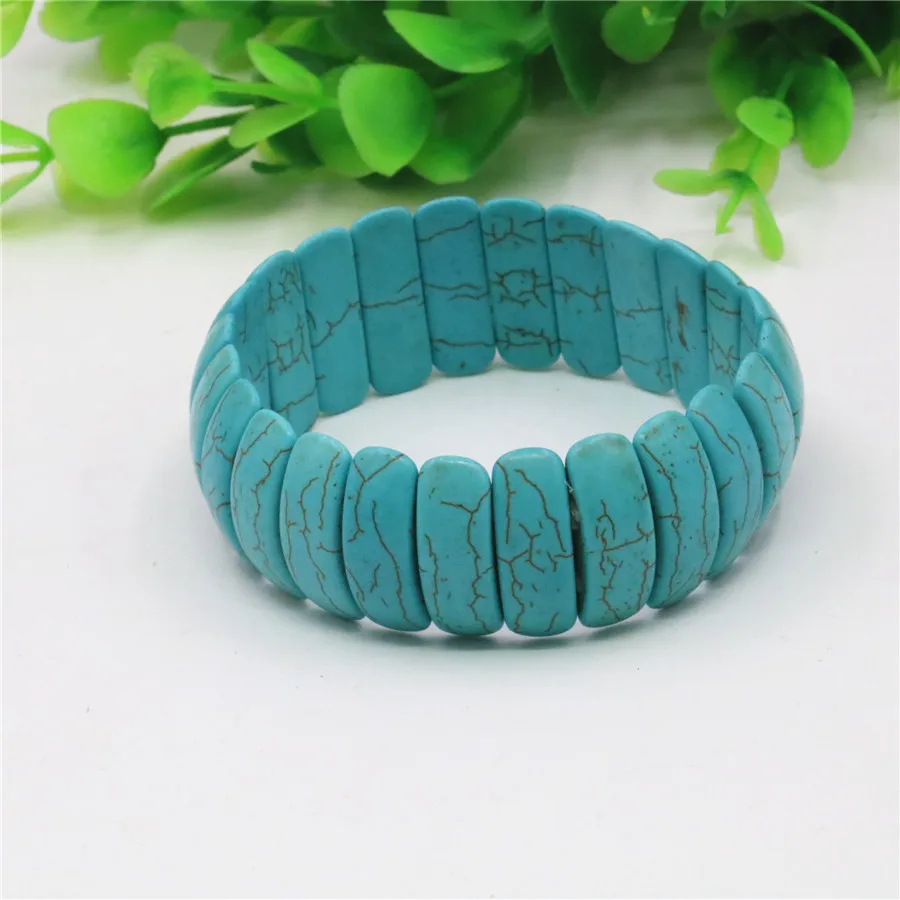 Высокое качество Синий Бирюзовый Камень Браслет Femme Charms Strand Бусы классические