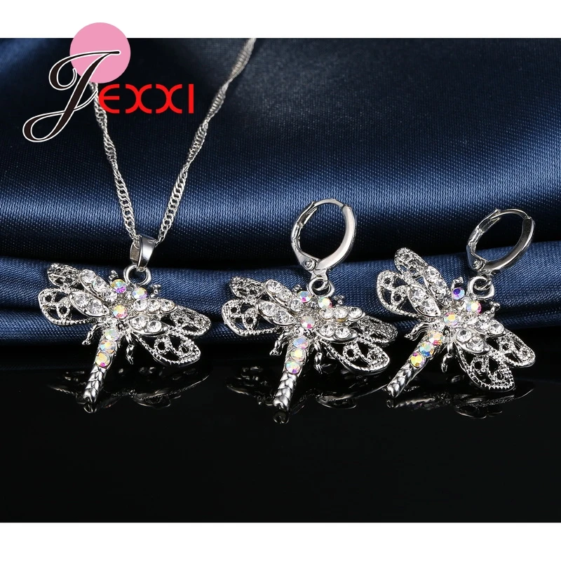 Женский комплект из колье и серёг серебра 925 пробы | Украшения аксессуары