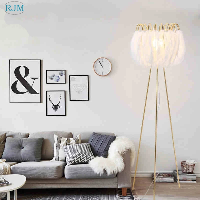 Современные скандинавские модные настольные лампы с перьями теплые напольные