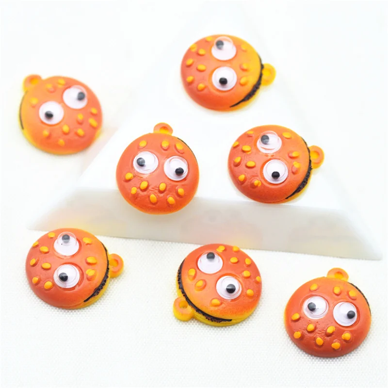 Подвески для гамбургеров из смолы | миниатюрные бусины с плоской задней