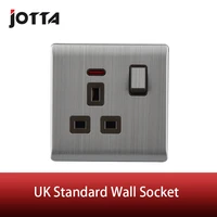 uk standard metal wall socket 13a 250v with one button led indicator light british style