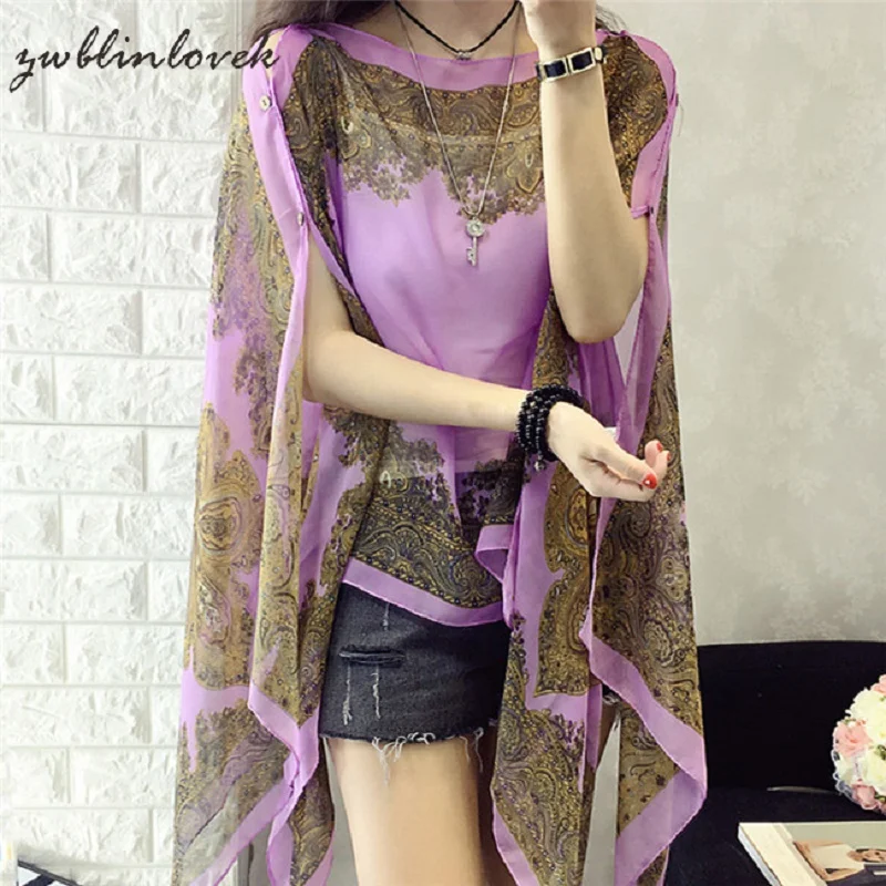 Женская блузка летняя с вырезом лодочкой ассиметричная повседневная из шифона