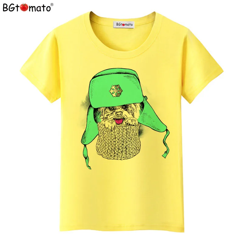 Bgtomato/футболка с принтом из материала, никогда не выцветает, цветная рубашка,, хорошее качество, повседневный Топ, милый, собака, кот, рубашка