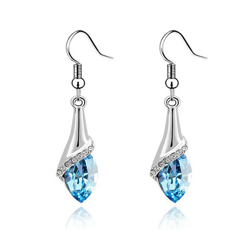 SHUANGR CZ Sieraden Klassieke Grote капли воды люкс циркония Кристалл Камень Свадебные Oorbellen Voor Bruiden - Окраска металла: color as picture