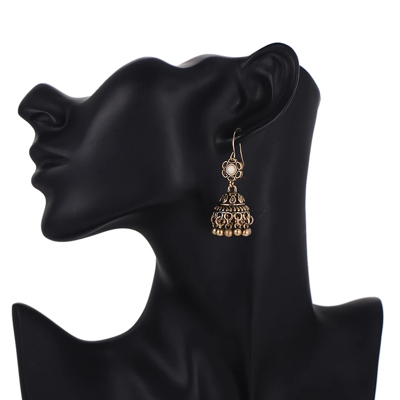 Ethnic Natural Stone Retro Golden Dangle Drop Earrings Boho Beads Tassel Hanging Earring for Women Female Indian Jewelry | Украшения и
