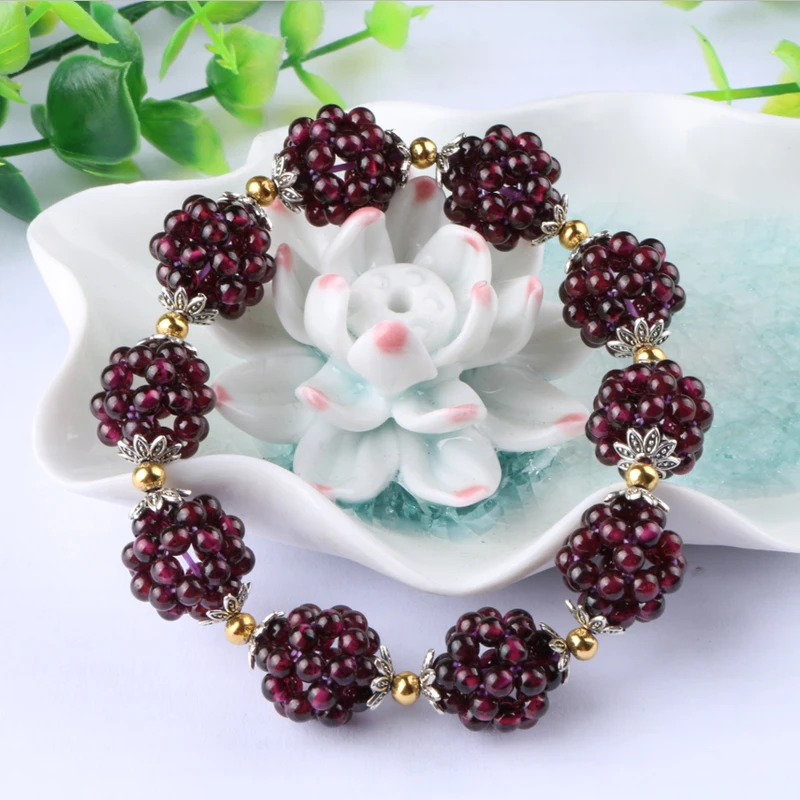 Браслет KYSZDL из натурального граната Модный женский браслет с полудрагоценными