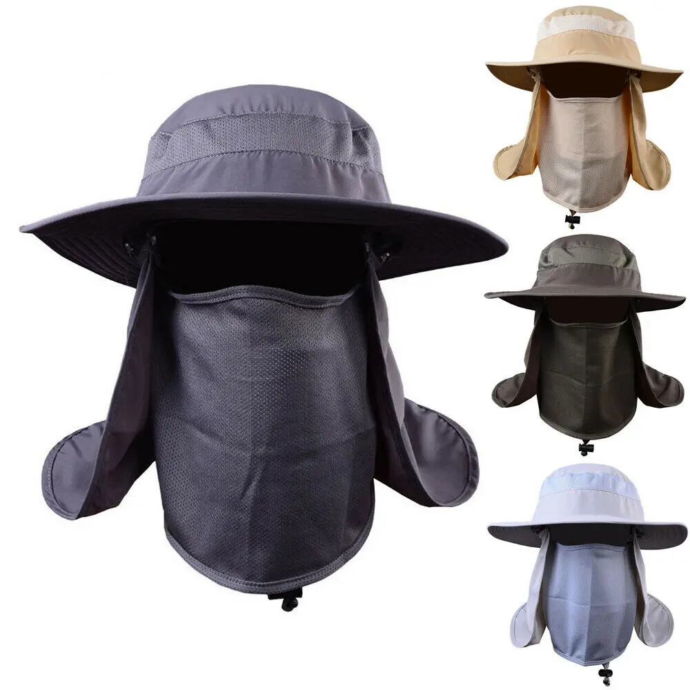 Уличная рыболовная шляпа с защитой от солнца закрывающая лицо широкими полями