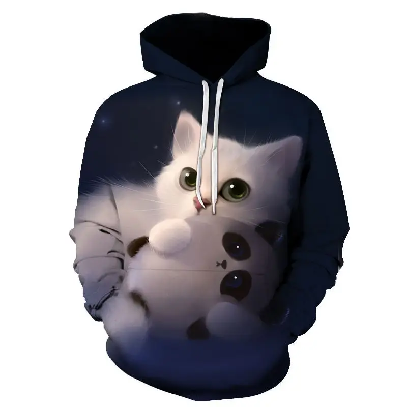 Cute Cat Printed 3D Hoodies Unisex Sweatshirts Men Women Coats Hooded Hoodie Autumn Winter Animal Tracksuits Fashion Pullover | Мужская