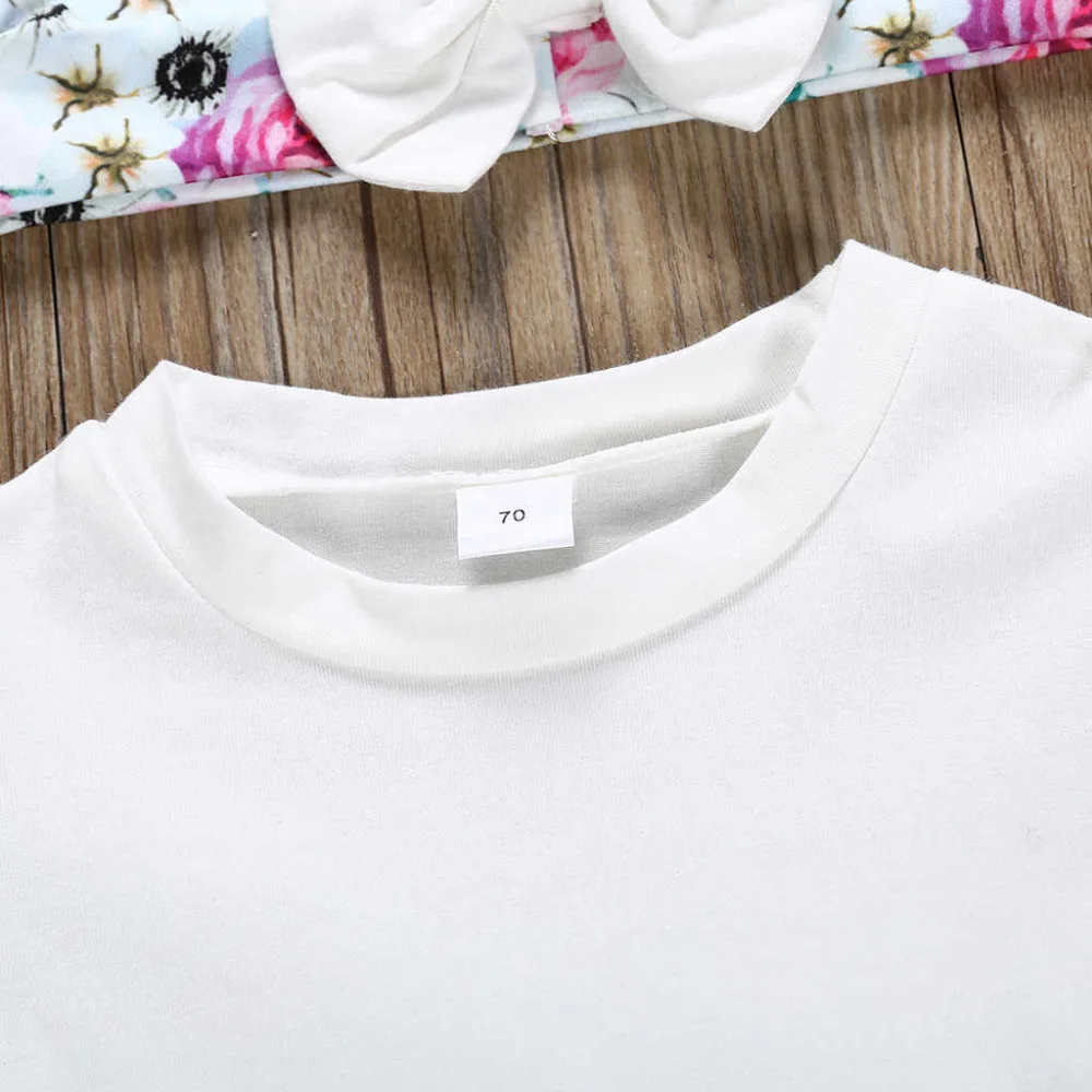 Одежда для маленьких девочек и мальчиков комплект из 3 предметов топ с цветочным