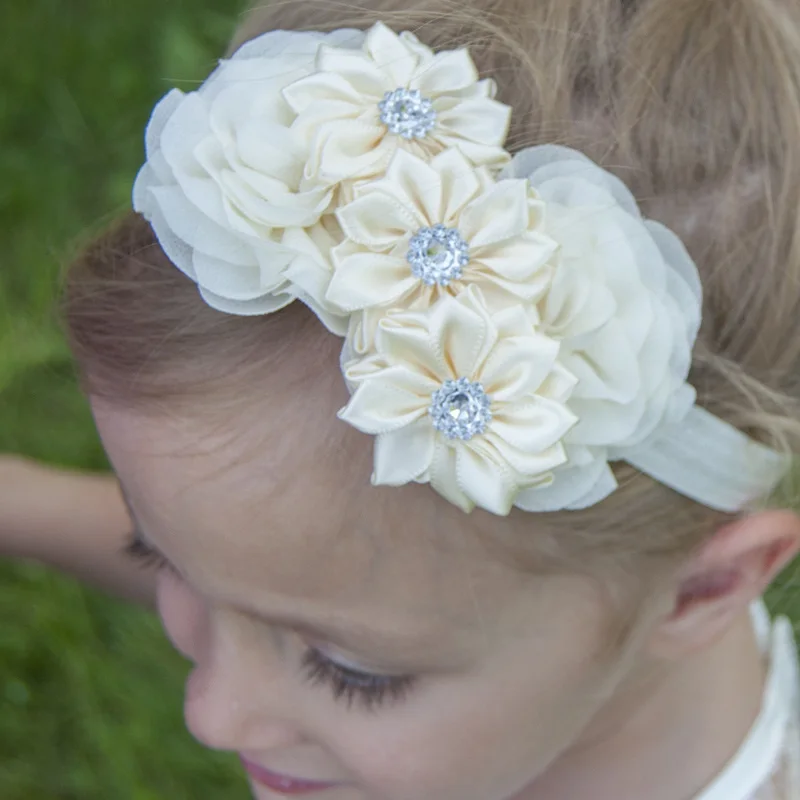 1 шт. слоеный эластичный с цветочным принтом повязка на голову со стразами модные аксессуары для волос цветок головной убор аксессуары для головы подарок на крестины