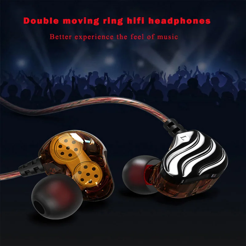 Kinganda dual drive wired in-ear headphones HiFi bass noise reduction microphone headset for apple Xiaomi | Электроника