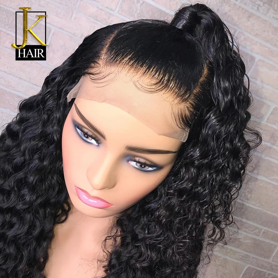 Вьющийся перуанский парик Remy 13 × 4 парики из человеческих волос на сетке спереди