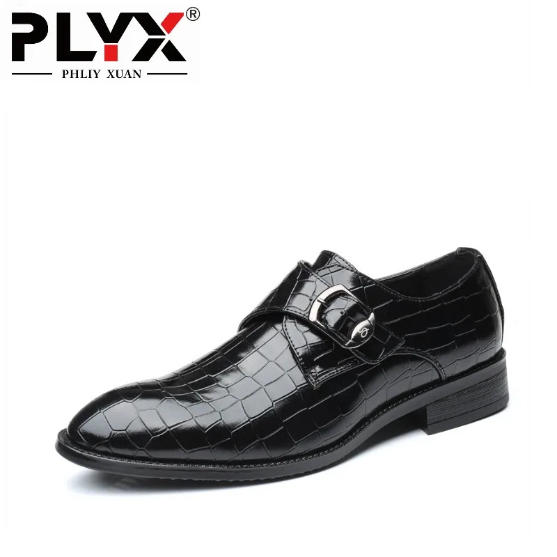 PHLIY XUAN/Новинка мужские модные кожаные туфли с рисунком черные свадебные