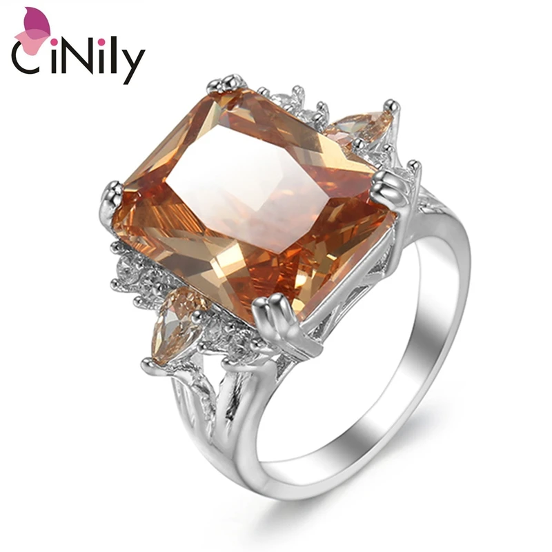 Большие серебряные кольца CiNily цвета шампанского искусственный Цирконий