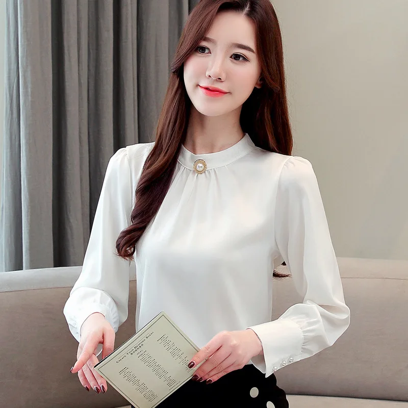Blusas mujer de moda женские рубашки с длинным рукавом Женские топы и блузки шифоновая