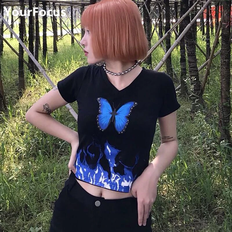 Женский укороченный топ в стиле панк-рок | Женская одежда