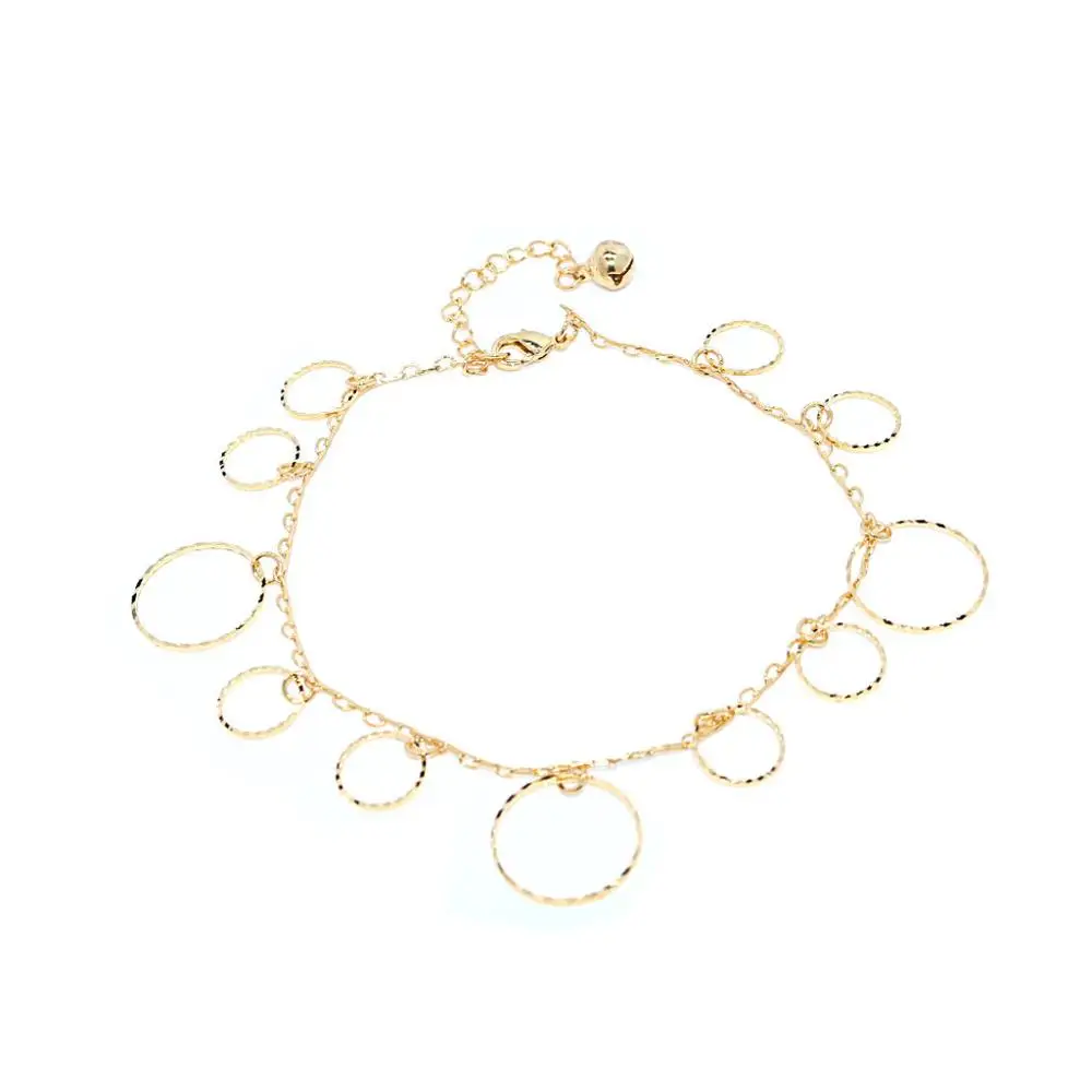 

5pcs Wholesale Foreign Trade Simple Beach Ladies Anklet Foot Accessories Metal Chain Trend Fashion Golden Ring Female Feet Bare