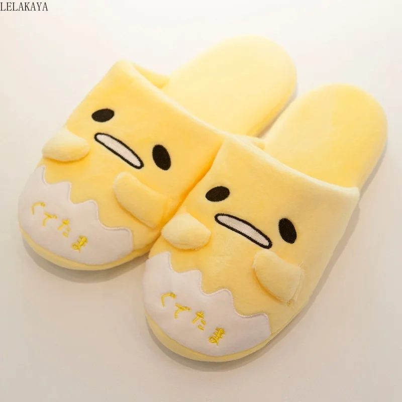 Плюшевые тапочки с героями мультфильмов; Gudetama Lazy Egg Lovers; модные зимние теплые домашние Нескользящие водонепроницаемые мягкие игрушки-куклы