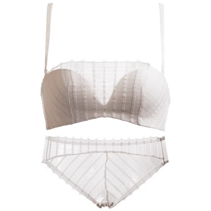 White Bra Set Беспроводной сексуальный пуш-ап бюстгальтер для маленькой груди бесшовный бюстгальтер без косточек женский кружевной бюстгальтер и трусики наборы Дамский бюстгальтер нижнее белье - Цвет: White Bra Set