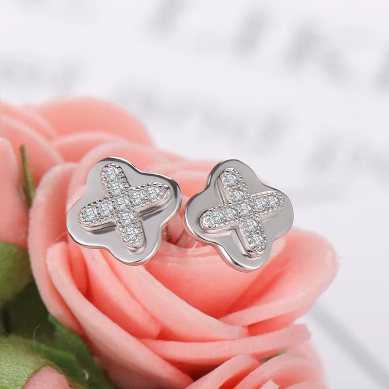 Женские серьги гвоздики из настоящего серебра 925 пробы BSL ювелирные украшения в