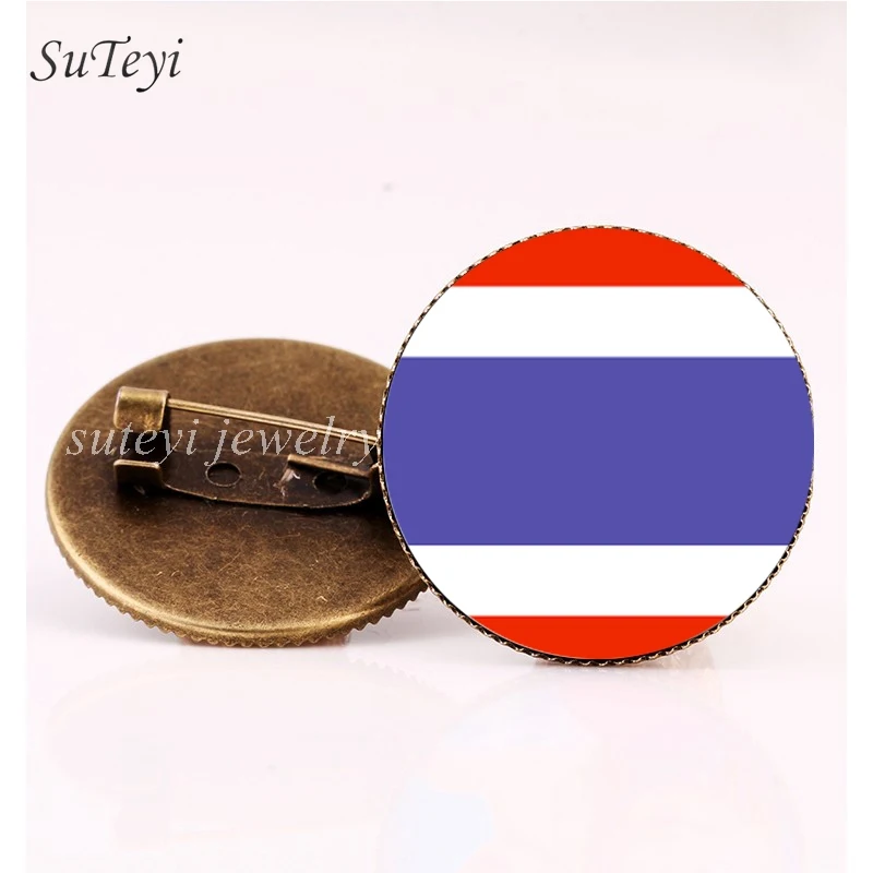 SUTEYI Sri Lanka/Флаг Таджикистана значок стекло шаблон брошь Таиланд/Турция/turkmenia флаг заколки кристаллы броши ювелирные изделия подарок - Окраска металла: bronze